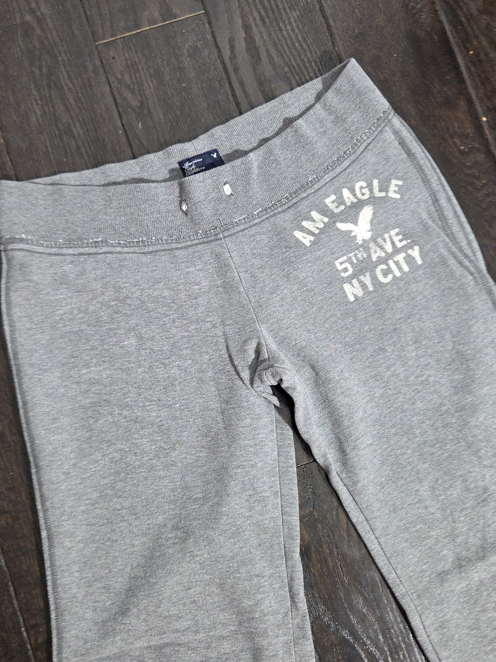 Y2K American Eagle Vintage Mid Rise Sweatpants Gray Large Flare Leg